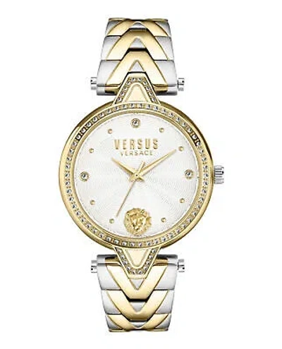 Pre-owned Versus Versace Womens Two Tone 34mm Bracelet Fashion Watch