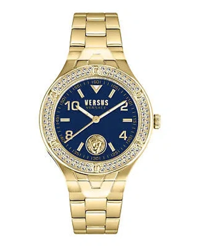 Pre-owned Versus Versace Womens Vittoria Crystal Gold 38mm Bracelet Fashion Watch