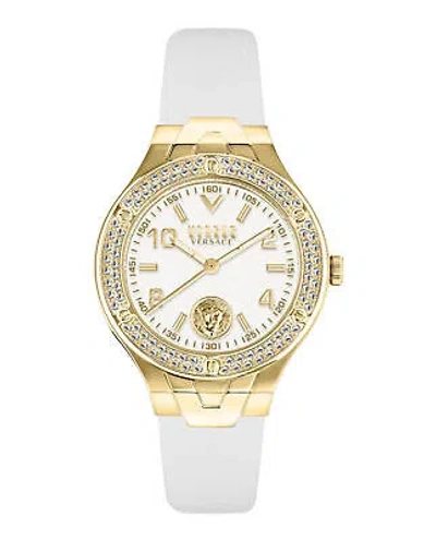 Pre-owned Versus Versace Womens Vittoria Crystal Gold 38mm Strap Fashion Watch