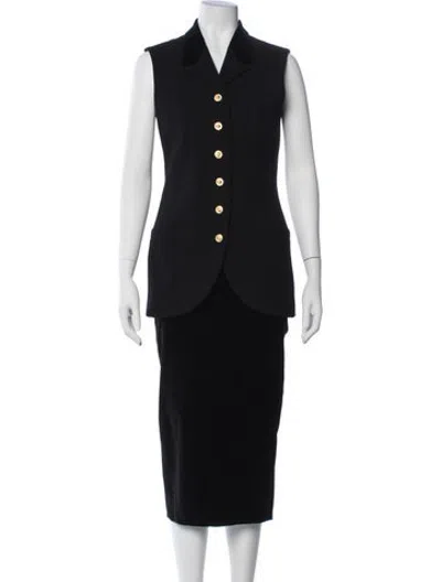 Pre-owned Versus Vintage 1990's Skirt Suit In Black