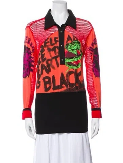 Pre-owned Versus Vintage Graphic Print Polo In Red