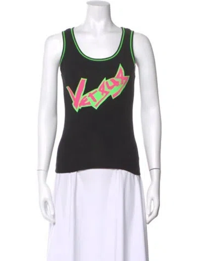 Pre-owned Versus Vintage Graphic Print Top In Black