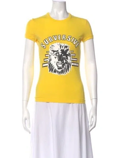 Pre-owned Versus Vintage Graphic Print T-shirt In Yellow