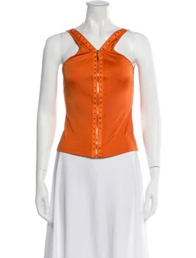 Pre-owned Versus Vintage V-neck Top In Orange