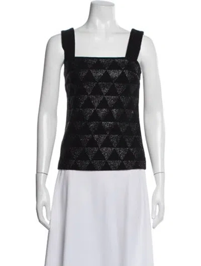 Pre-owned Versus Virgin Wool Graphic Print Top In Black