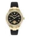 Versus Women's Vittoria Three Hand Black Leather Watch 38mm In Multi