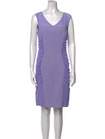 Pre-owned Versus V-neck Knee-length Dress In Purple