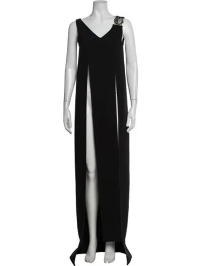 Pre-owned Versus V-neck Long Dress In Black