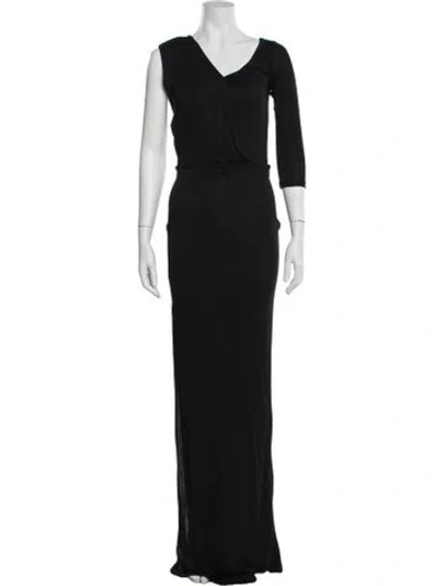 Pre-owned Versus V-neck Long Dress In Black