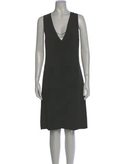 Pre-owned Versus V-neck Midi Length Dress In Gray