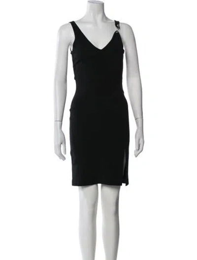Pre-owned Versus V-neck Mini Dress In Black
