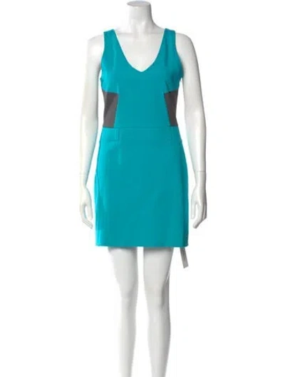 Pre-owned Versus V-neck Mini Dress In Blue