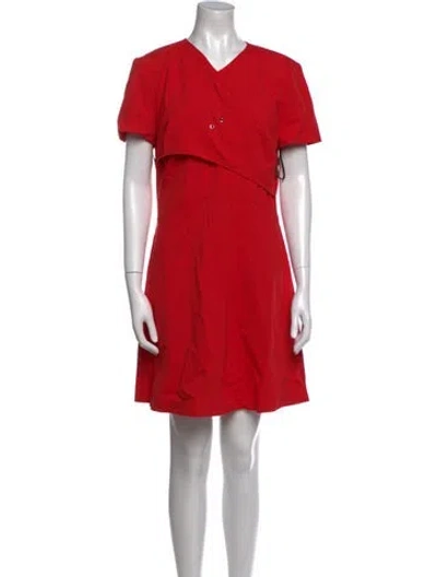 Pre-owned Versus V-neck Mini Dress In Red