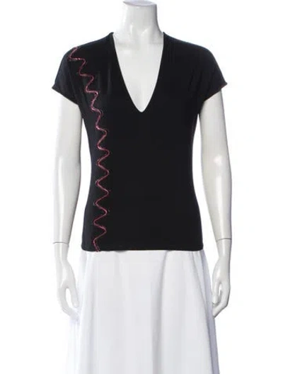 Pre-owned Versus V-neck Short Sleeve T-shirt In Black/blue