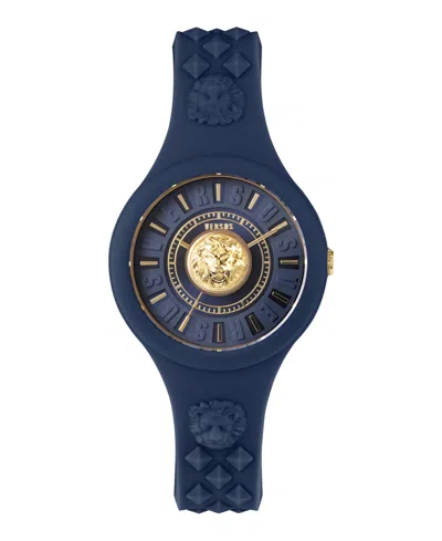Versus Women's 3 Hand Quartz Fire Island Blue Silicone Watch, 39mm