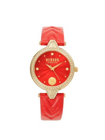 Versus Women's 34mm Ip Yellow Gold, Crystal & Leather Strap Watch
