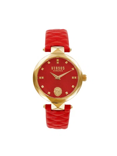 Versus Women's Covent Garden 36mm Ip Goldtone Stainless Steel & Leather Watch In Red