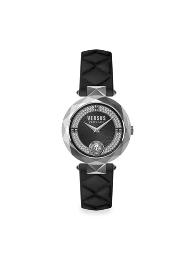 Versus Women's Covent Garden 36mm Stainless Steel, Crystal & Leather Strap Watch In Black