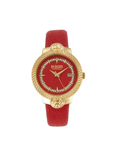 Versus Women's Moufferard 38mm Ip Goldtone Stainless Steel, Crystal & Leather Strap Watch In Red