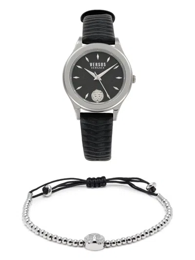 Versus Women's Mount Pleasant 2-piece 34mm Stainless Steel Watch & Bolo Bracelet Gift Set In Black