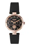 Versus Sertie Leather Strap Watch, 36mm In Black
