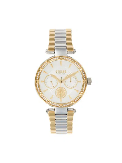 Versus Women's Sertie Crystal Multifunction 36mm Stainless Steel & Swarovski Crystal Bracelet Watch In Gold