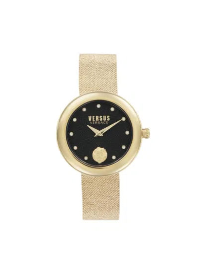 Versus Women's  Lea Ip Yellow Gold & Black Guilloché Dial Bracelet Watch/35mm