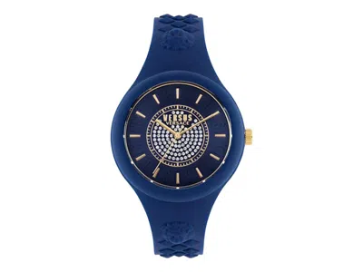 Pre-owned Versus Women's  Versace Fire Island Crystal Vspoq1r21 Watch In Stainless Steel In Silver