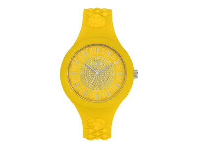 Pre-owned Versus Women's  Versace Fire Island Crystal Vspoq1t21 Watch In Stainless Steel In Silver