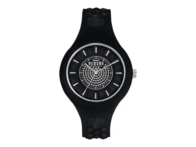 Pre-owned Versus Women's  Versace Fire Island Crystal Vspoq1z21 Watch In Stainless Steel In Silver
