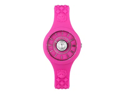 Pre-owned Versus Women's  Versace Fire Island Lion Vspoq1f21 Watch In Stainless Steel In Silver