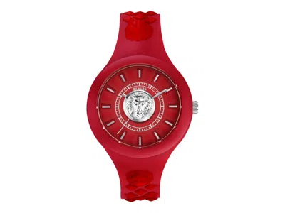 Pre-owned Versus Women's  Versace Fire Island Lion Vspoq2k21 Watch In Stainless Steel In Silver