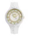 VERSUS WOMEN'S FIRE ISLAND STUDS QUARTZ WHITE SILICONE STRAP 39MM