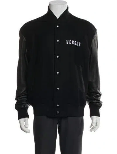 Pre-owned Versus Wool Graphic Print Varsity Jacket In Black