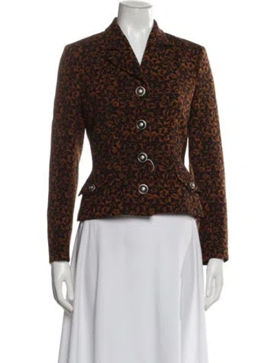 Pre-owned Versus Wool Printed Blazer In Brown