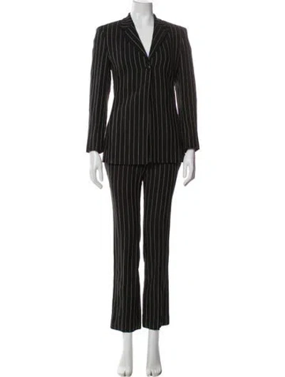 Pre-owned Versus Wool Striped Pant Set In Black