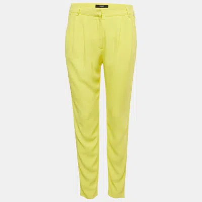 Versus Yellow Crepe Pleated Trousers S In Multi