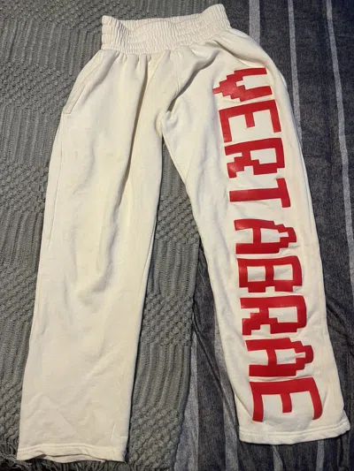 Pre-owned Vertabrae Vertebrae Sweatpants In Cream/red