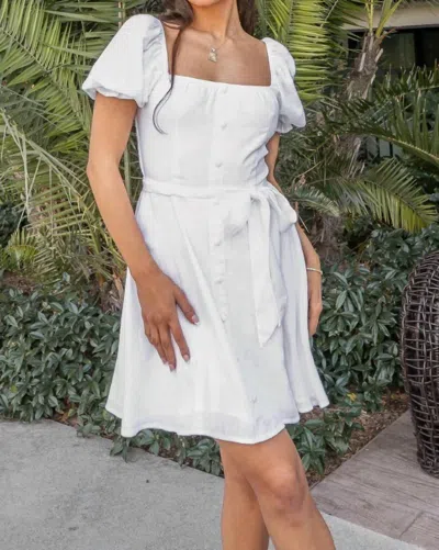 Verte Emilia Linen Dress In White