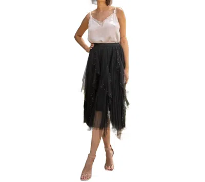 Verte Tulle Skirt With Pearl Detail In Black