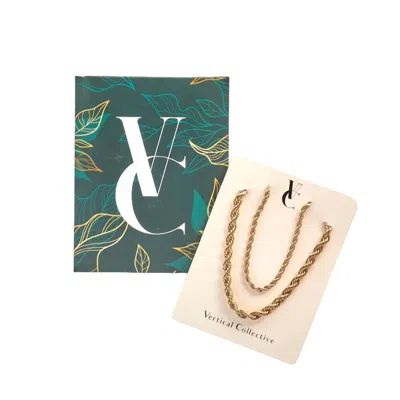 Vertical Collective Twisted Chain Necklace Set In Gold In Green