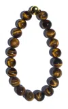Vertigo Gold-plated Vermeil Tigers Eye Choker Necklace In Brown