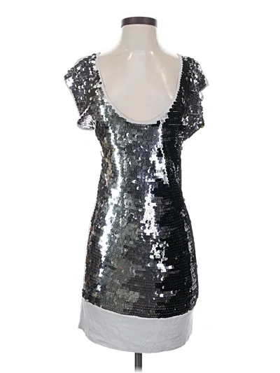 Pre-owned Vertigo Paris Short Sleeve Top Gray Sweetheart Neckline Tops