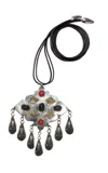 Vertigo Tin Onyx And Red Jasper Amulet Necklace In Silver