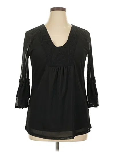 Pre-owned Verve Ami 3/4 Sleeve Blouse In Black