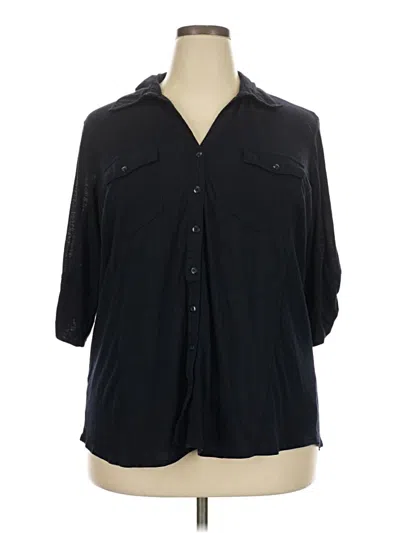 Pre-owned Verve Ami 3/4 Sleeve Blouse In Black