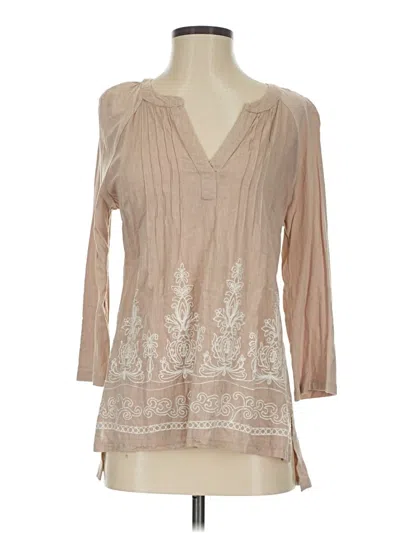 Pre-owned Verve Ami 3/4 Sleeve Blouse In Brown