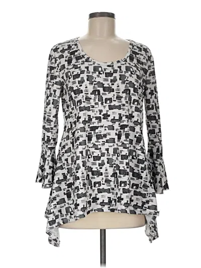 Pre-owned Verve Ami 3/4 Sleeve Blouse In Silver