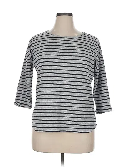 Pre-owned Verve Ami 3/4 Sleeve Top Gray Boatneck Tops