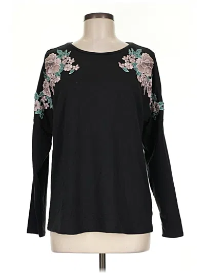 Pre-owned Verve Ami Long Sleeve Top Black Boatneck Tops